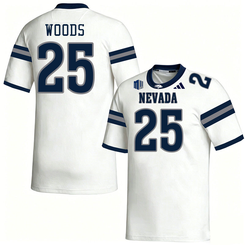 Nevada Wolf Pack #25 Ky Woods College Football Jerseys,Uniforms-White